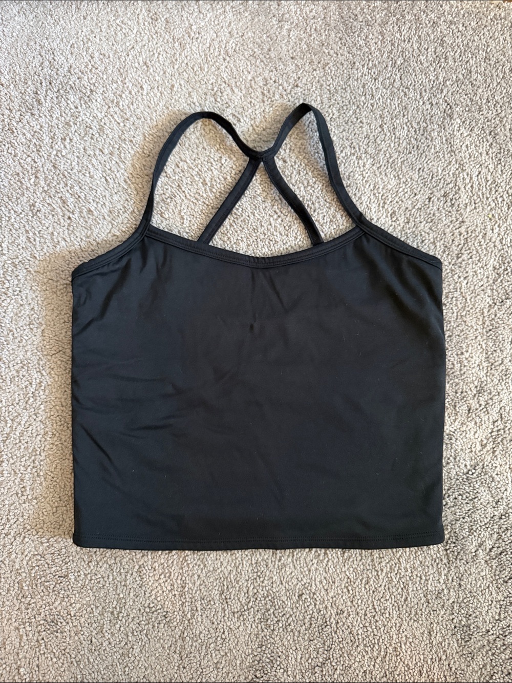 Black Strappy Women's Athletic Tank Top